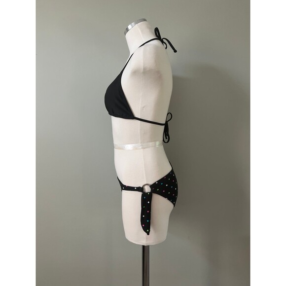 Womens Brazilian Black Polka Dot Bikini Top & Bottom Swimsuit Swimwear sz small - Picture 2 of 4